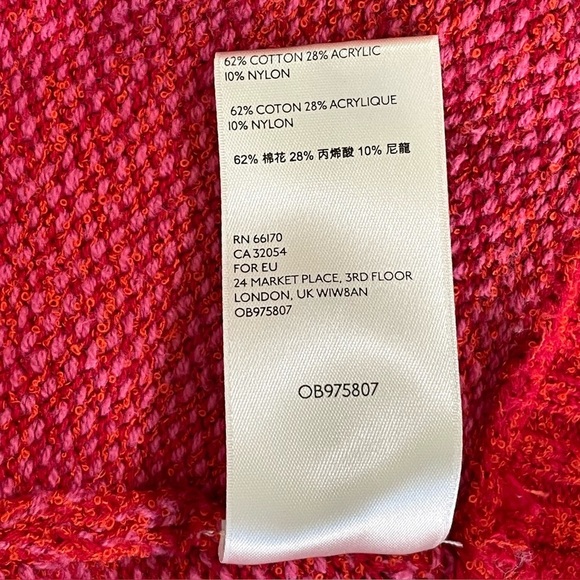 Free People In Bloom Oversized Textured Sweater Knit Zip Up Hoodie Red Hot Large - Picture 16 of 16